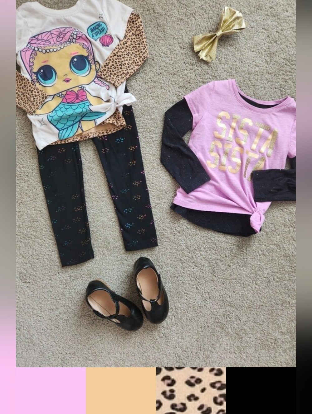 Girls 4T Mix & Match Bundle | Glam, Leopard, Purple, Fall, School | 5 Pieces